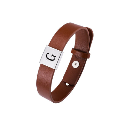 Engraved Leather Bracelet For Men