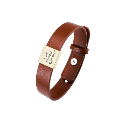 Engraved Leather Bracelet For Men