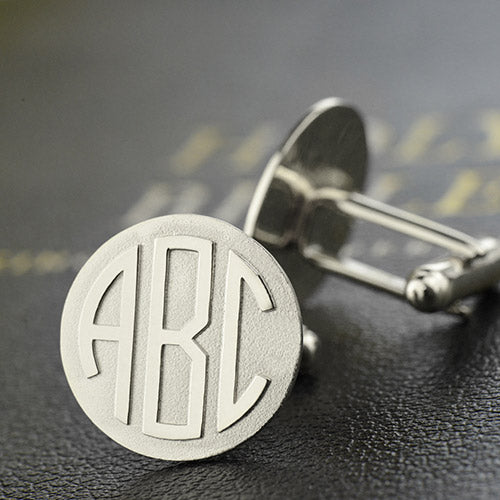 Personalized Men's Cufflinks Block Monogram Sterling Silver