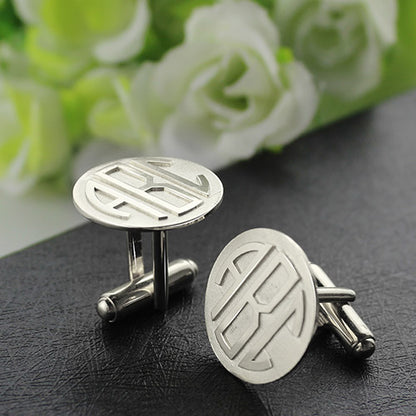 Personalized Men's Cufflinks Block Monogram Sterling Silver