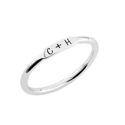 Personalized Initial and Name Stackable Bar Rings in Silver