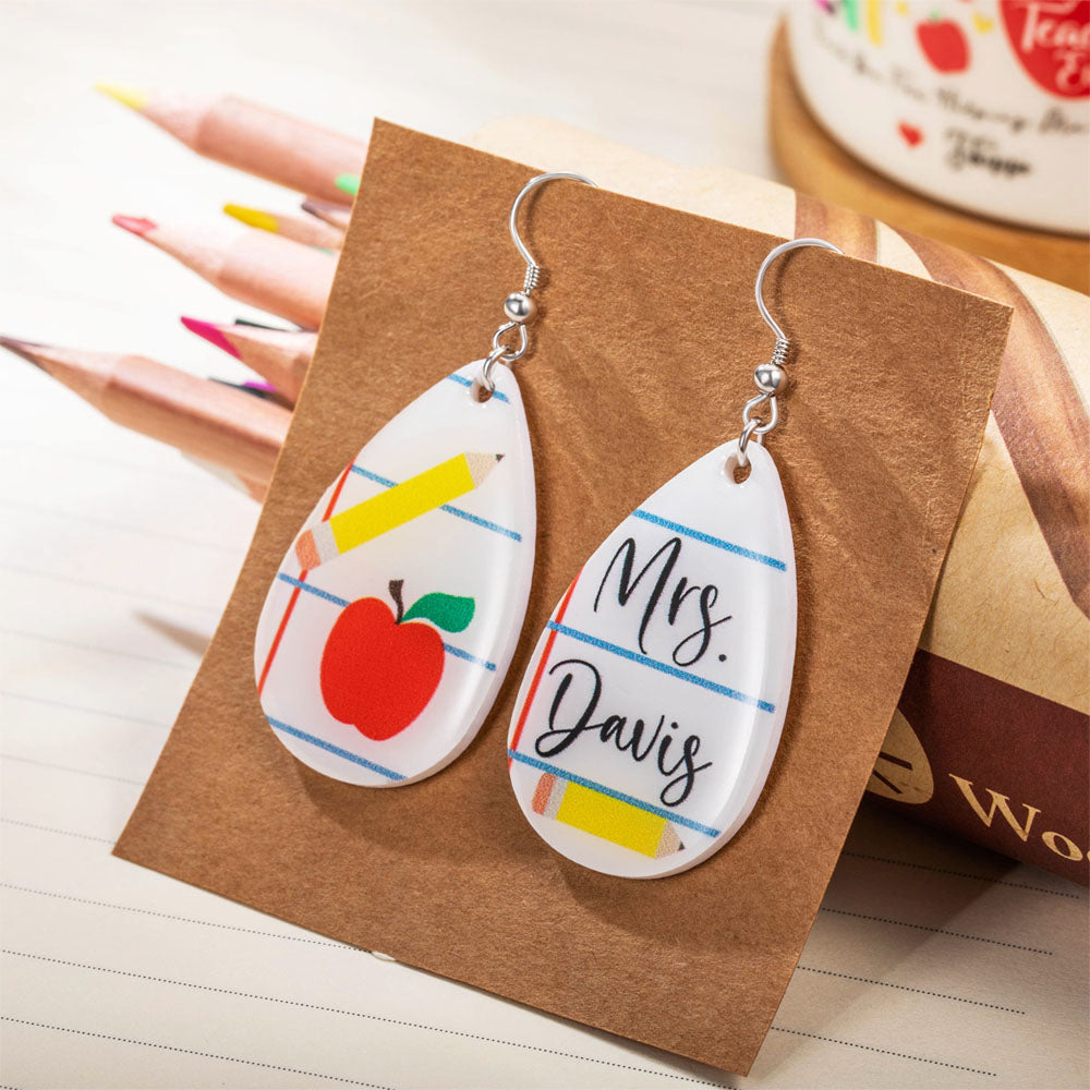 Personalized Teacher Earrings for Teacher Day gift, Custom Jewelry for Teachers