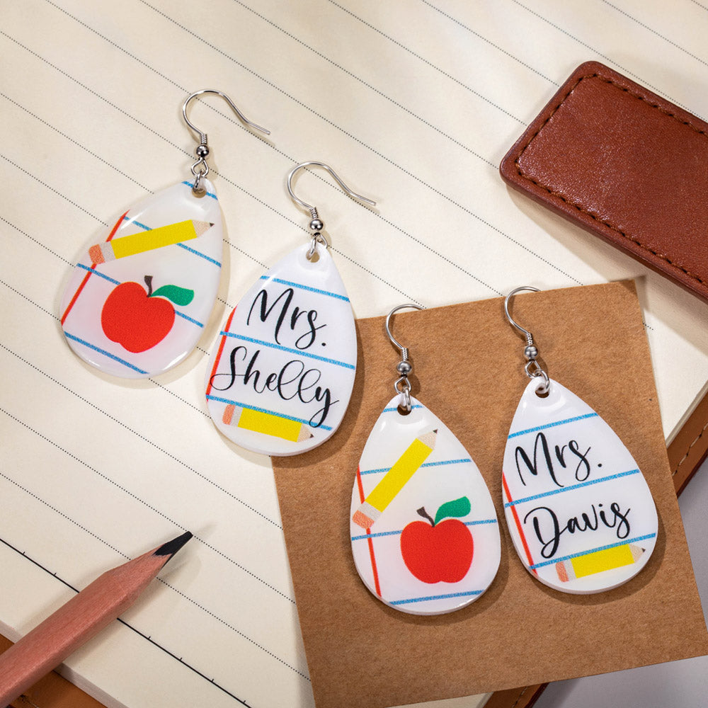 Personalized Teacher Earrings for Teacher Day gift, Custom Jewelry for Teachers