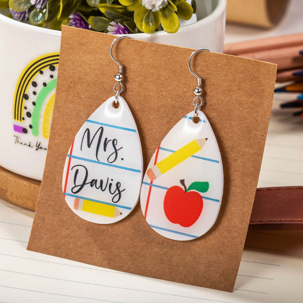 Personalized Teacher Earrings for Teacher Day gift, Custom Jewelry for Teachers