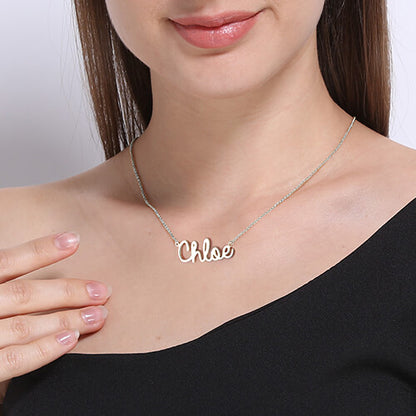 Personalized Cursive Style Name Necklace In Sterling Silver, Custom Jewelry for her