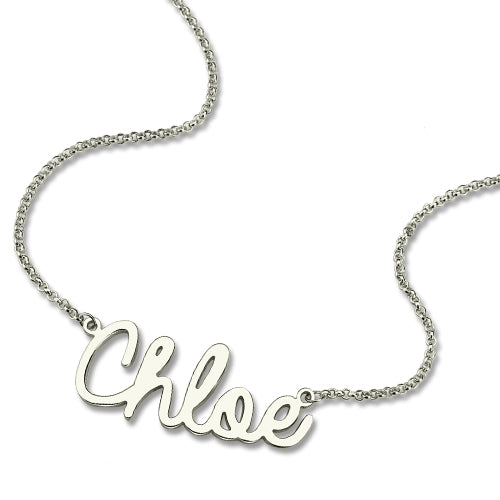 Personalized Cursive Style Name Necklace In Sterling Silver, Custom Jewelry for her