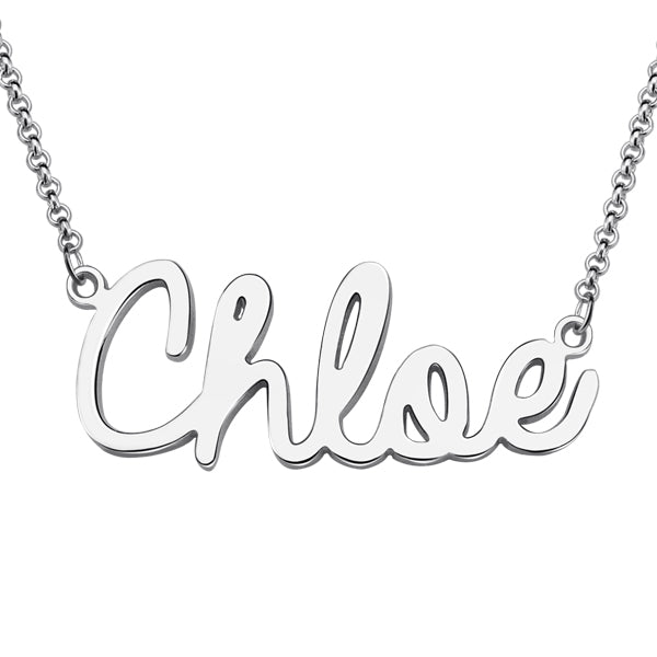 Personalized Cursive Style Name Necklace In Sterling Silver, Custom Jewelry for her