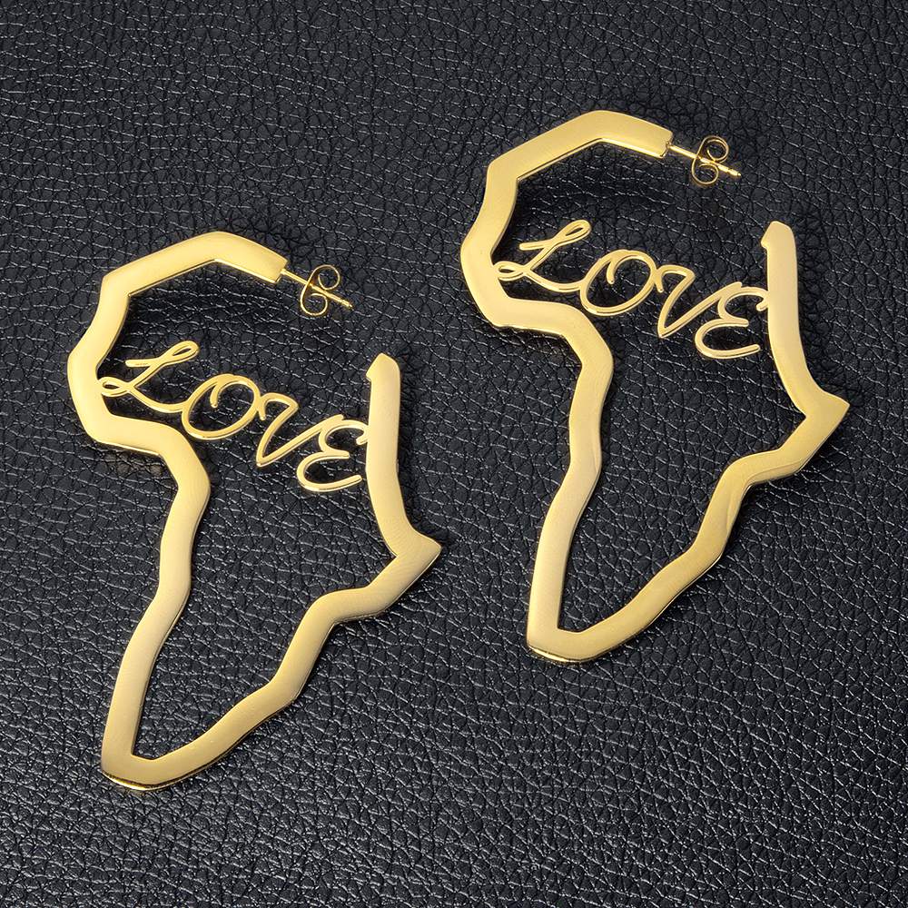 Customized African Map Hoop Earrings, gift for Africa travelers,