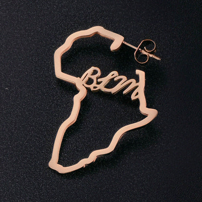 Customized African Map Hoop Earrings, gift for Africa travelers,