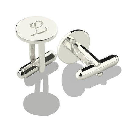 Personalized Cool Circle Initial Cufflinks Sterling Silver