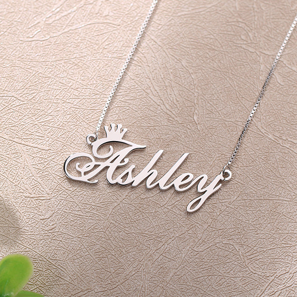 Personalized Name Crown Necklace, Dainty Custom Jewelry with crown for her