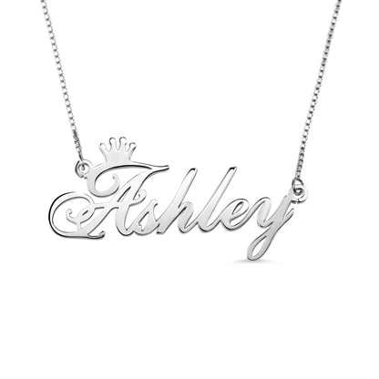 Personalized Name Crown Necklace, Dainty Custom Jewelry with crown for her