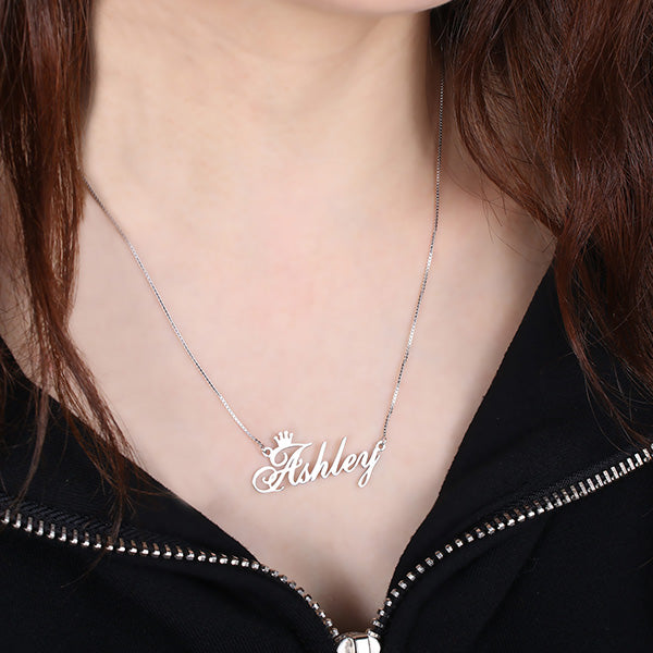 Personalized Name Crown Necklace, Dainty Custom Jewelry with crown for her