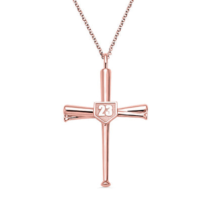 Engraved Baseball Cross Necklace, personalized christian jewelry for baseball sports players