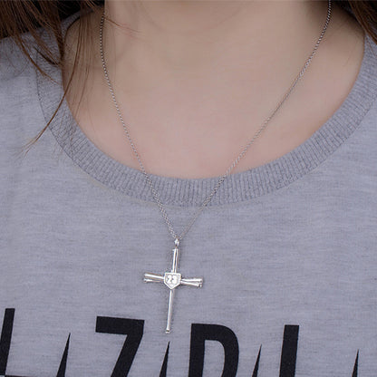 Engraved Baseball Cross Necklace, personalized christian jewelry for baseball sports players