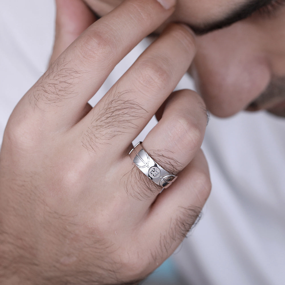 Engraved Basketball Signet Ring in Silver