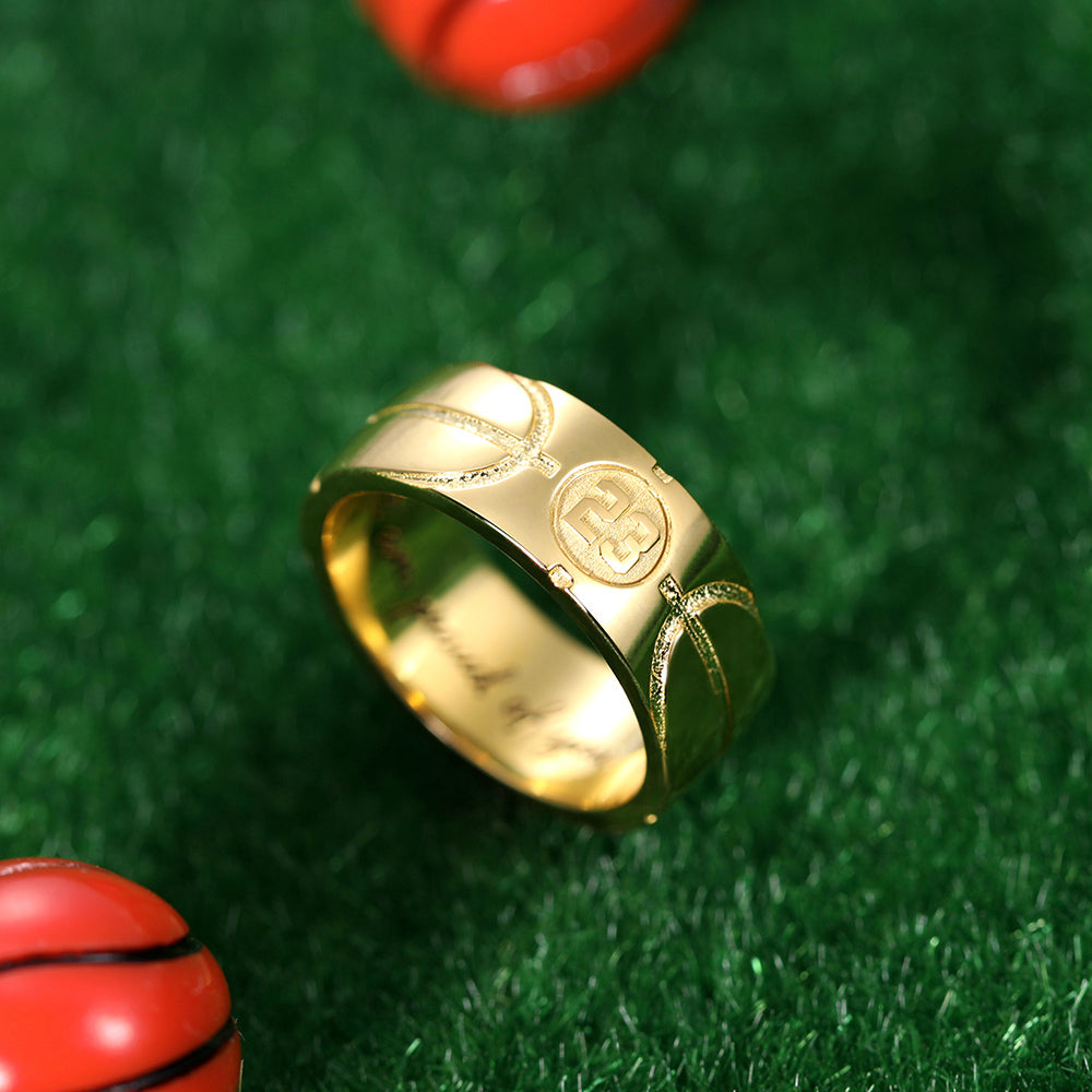 Engraved Basketball Signet Ring in Silver