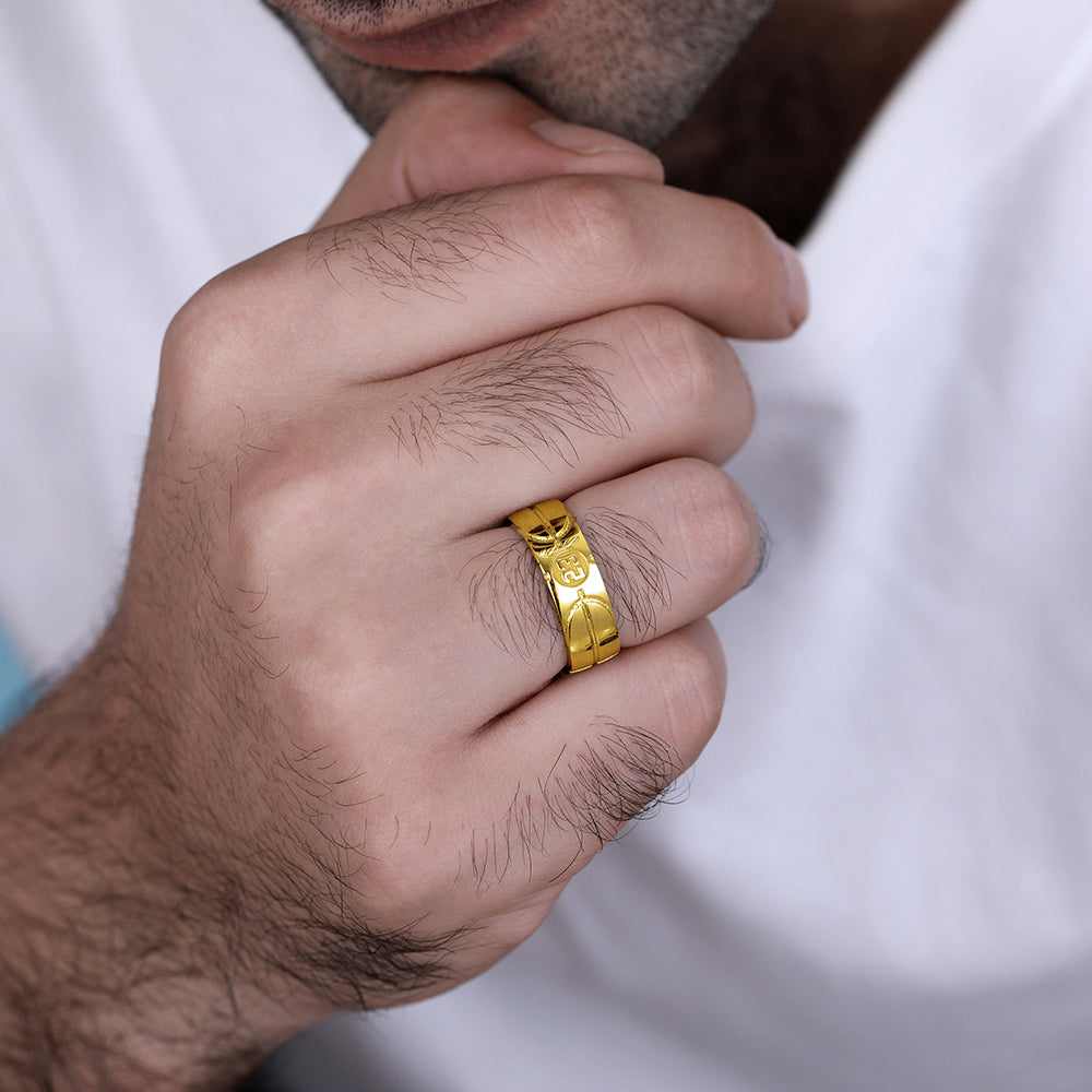 Engraved Basketball Signet Ring in Silver