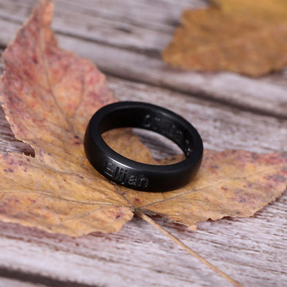 Engraved Black Ebony Ring Anniversary Gift