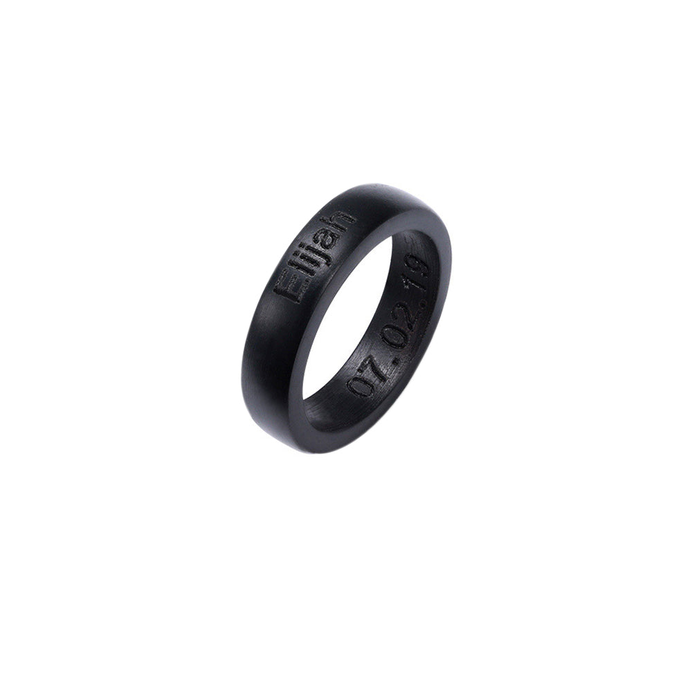 Engraved Black Ebony Ring Anniversary Gift