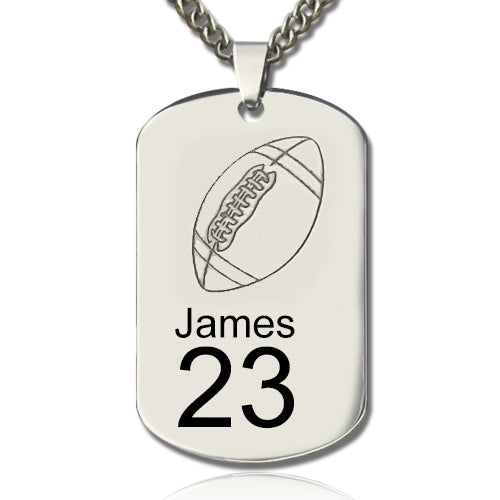 Titanium Steel Man's Dog Tag Rugby Name Necklace