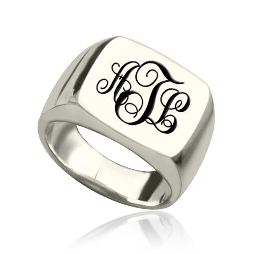 Personalized Signet Ring Sterling Silver with Monogram