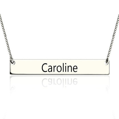 Sterling Silver Engraved Graduation Bar Necklace