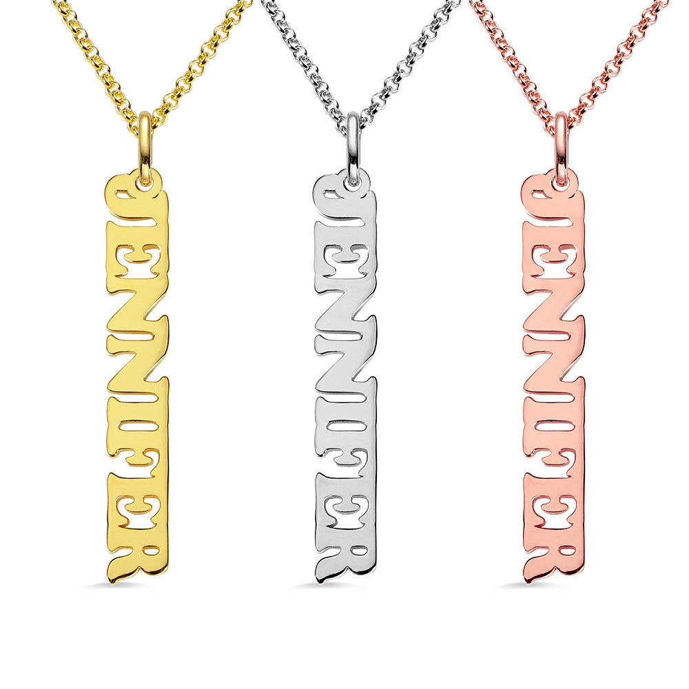 Dainty 18K Gold Plated Personalized Vertical Name Necklace