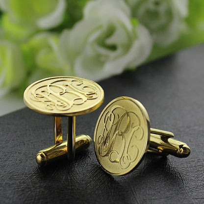 Engraved Cufflinks with Monogram Sterling Silver