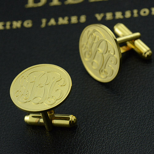 Engraved Cufflinks with Monogram Sterling Silver