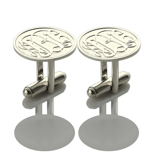 Engraved Cufflinks with Monogram Sterling Silver