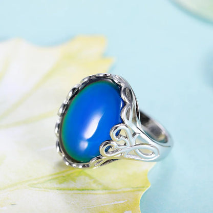 Customized Changing Color Mood Stone Ring Sterling Silver