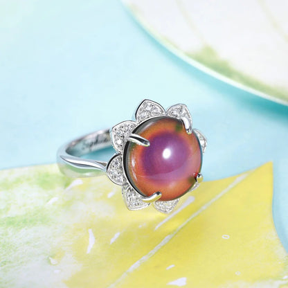 Customized Changing Color Mood Stone Ring Sterling Silver