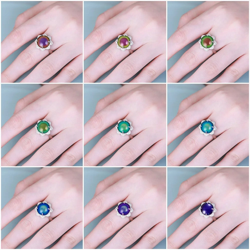 Customized Changing Color Mood Stone Ring Sterling Silver