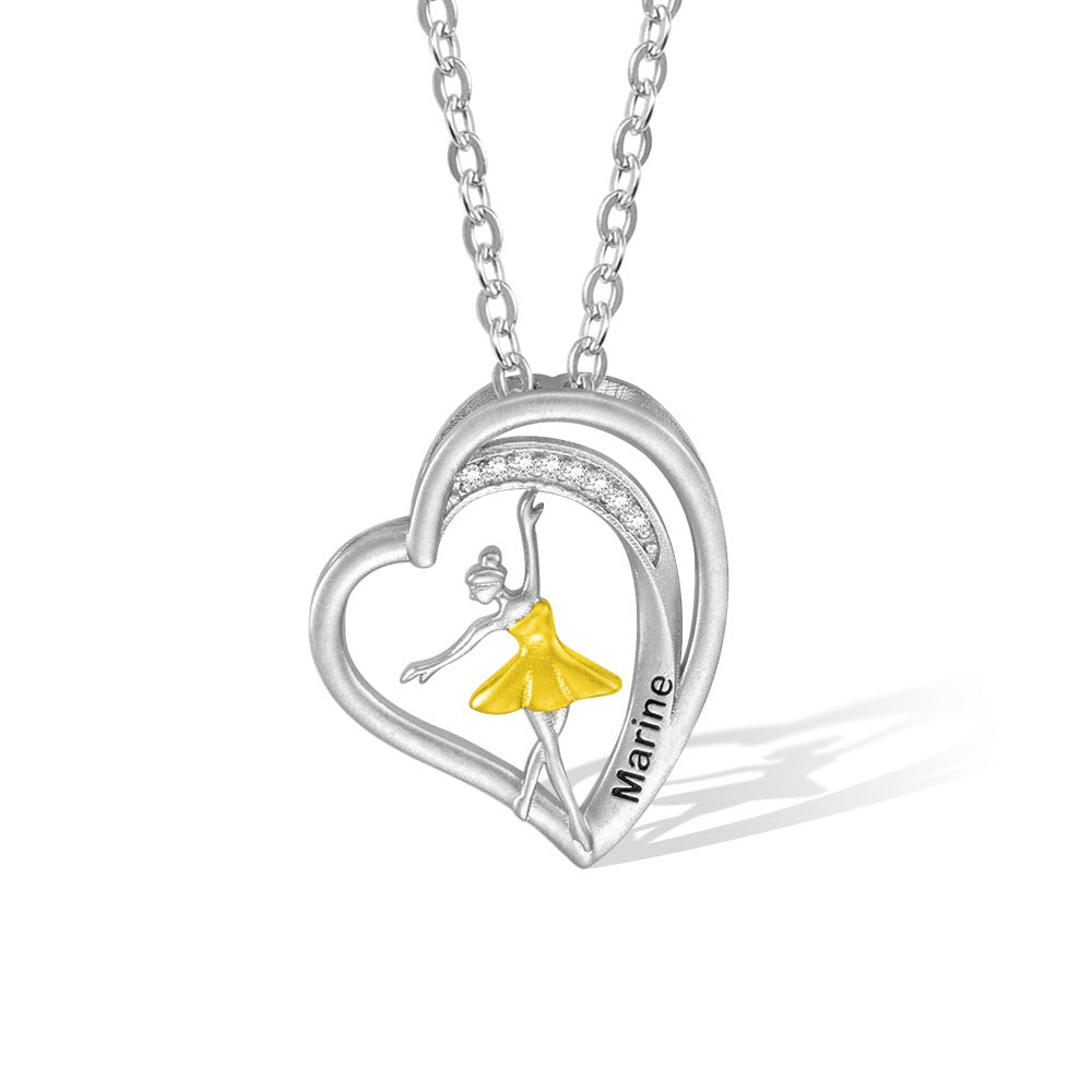 Customized Heart Ballet Dance Necklace/ Brass  Necklace
