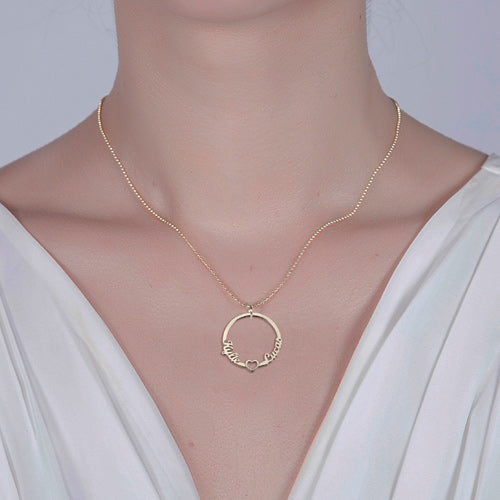 Personalized Circle of Life Name Necklace with Heart