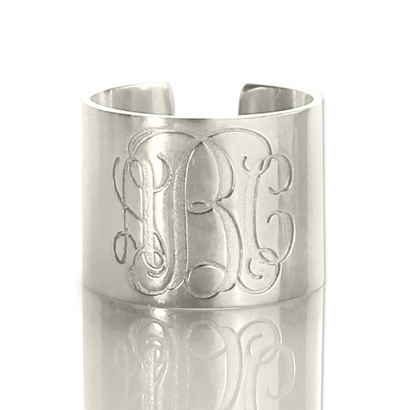 Personalized Monogram Cuff Ring Sterling Silver