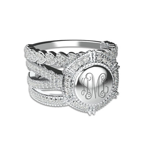 Custom Engraved Stackable Monogram Ring Sterling Silver