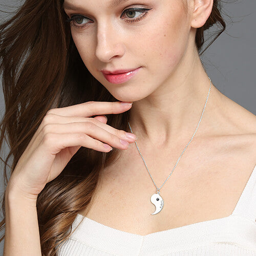 Gifts for Him & Her - Yin Yang Necklace Set with Name & Birthstone