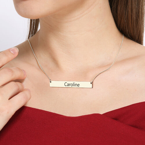 Sterling Silver Engraved Graduation Bar Necklace