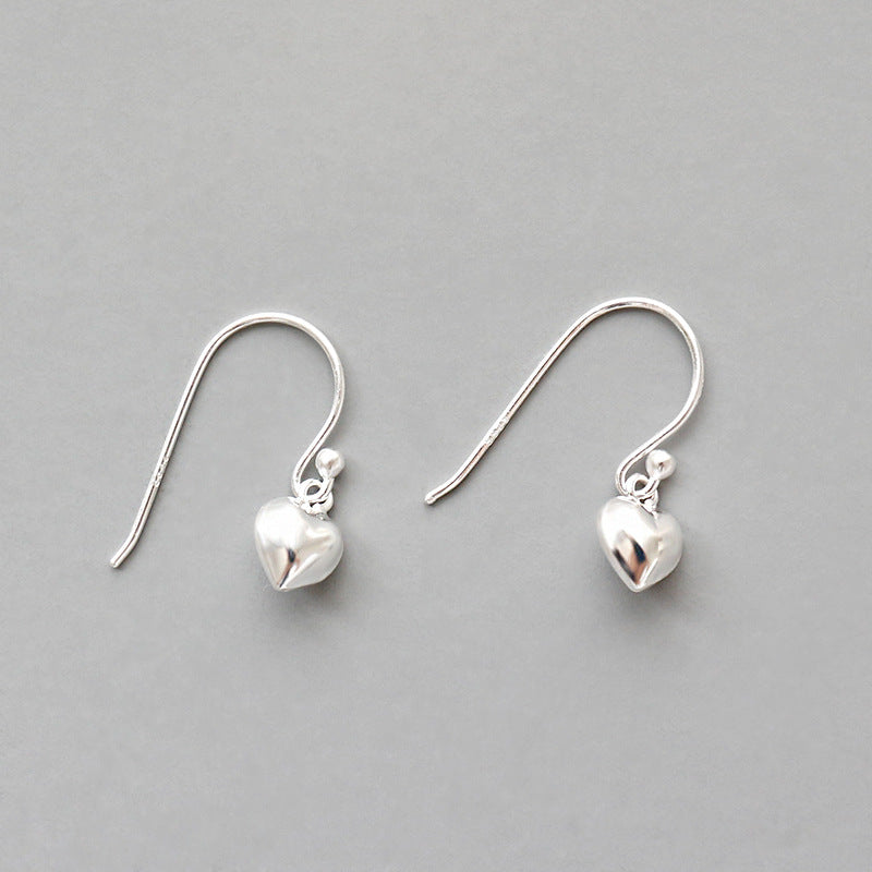 Women Heart Love Simple 925 Sterling Silver Dangling Earrings