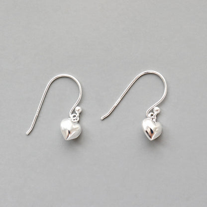 Women Heart Love Simple 925 Sterling Silver Dangling Earrings