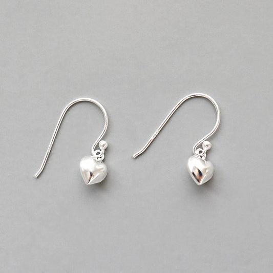 Women Heart Love Simple 925 Sterling Silver Dangling Earrings