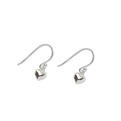 Women Heart Love Simple 925 Sterling Silver Dangling Earrings