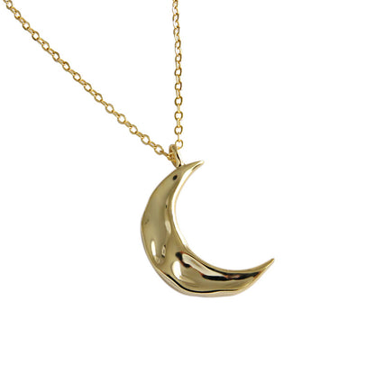 Minimalist Irregular Crescent Moon 925 Sterling Silver Necklace