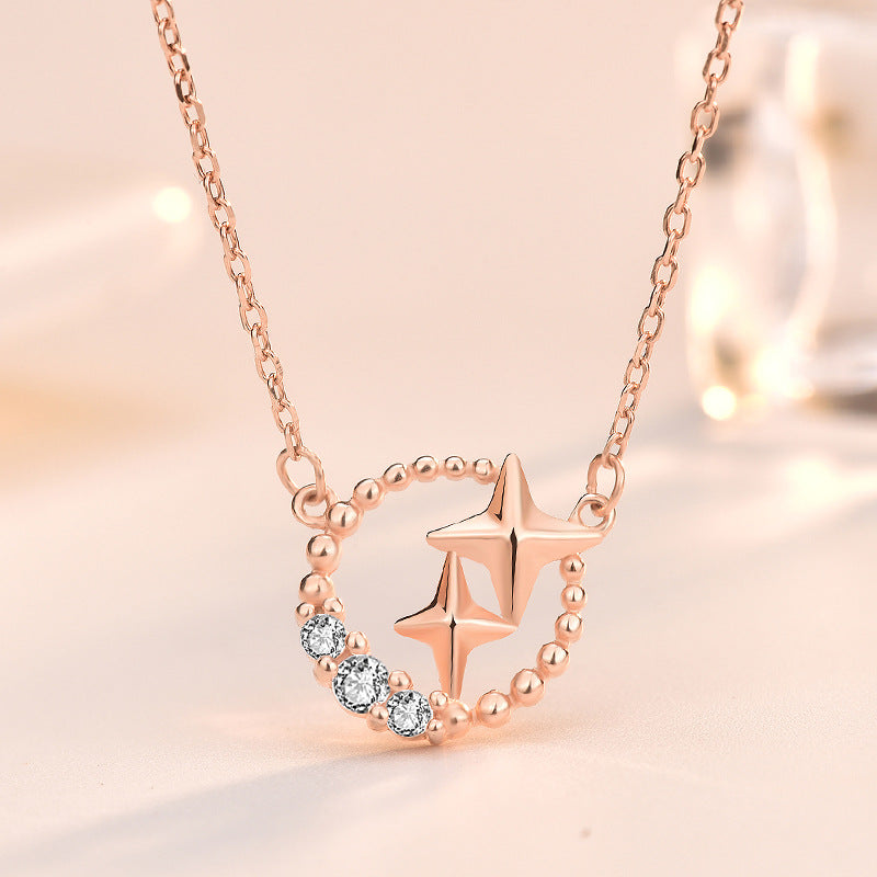 Sweet CZ Meteor Star 925 Sterling Silver Necklace