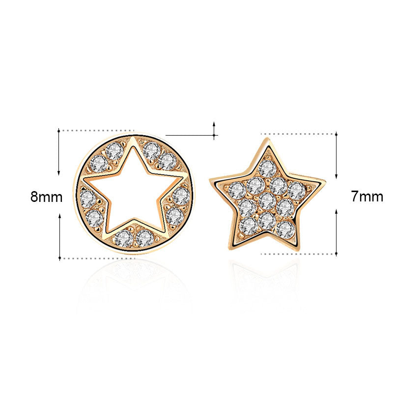 Asymmetry CZ Stars New 925 Sterling Silver Stud Earrings