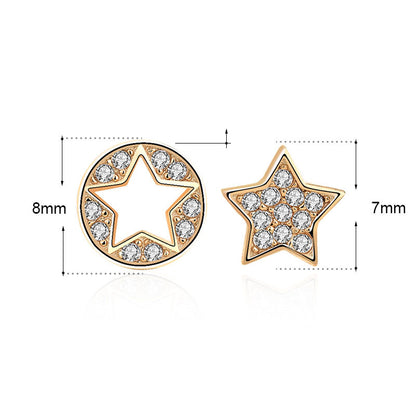 Asymmetry CZ Stars New 925 Sterling Silver Stud Earrings