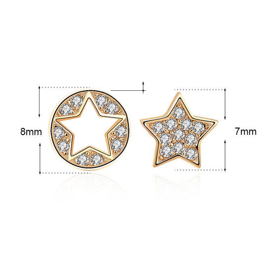 Asymmetry CZ Stars New 925 Sterling Silver Stud Earrings