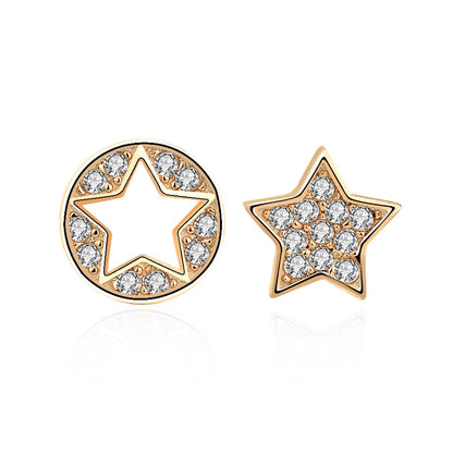 Asymmetry CZ Stars New 925 Sterling Silver Stud Earrings